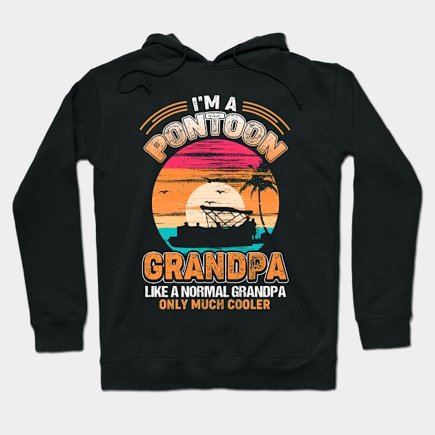 Mens Pontoon Grandpa Much Cooler Normal Grandpa Captain Retro Funny Boating Fathers Day Hoodie by paynegabriel